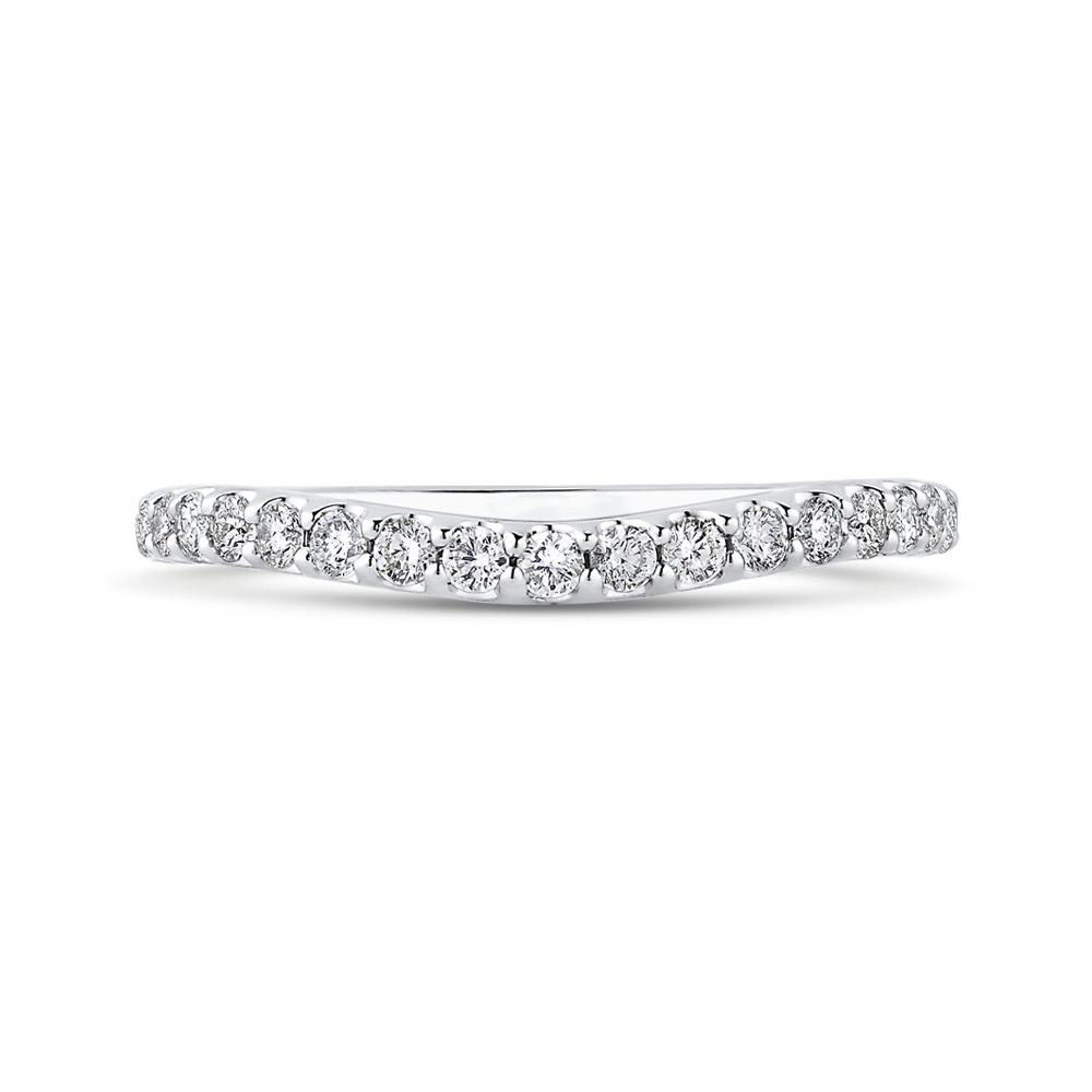 Round Diamond Half-Eternity Wedding Band in 14K White Gold