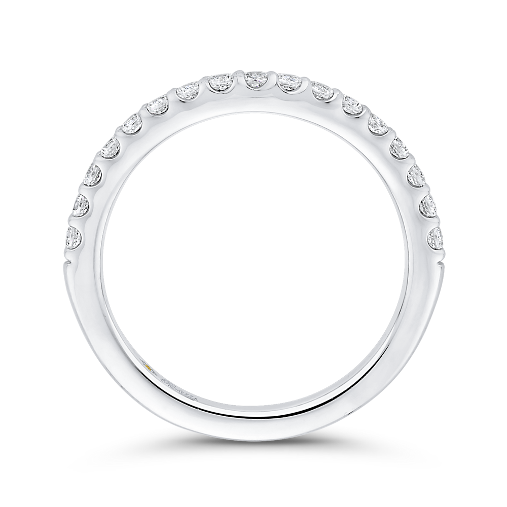 Round Diamond Half-Eternity Wedding Band in 14K White Gold