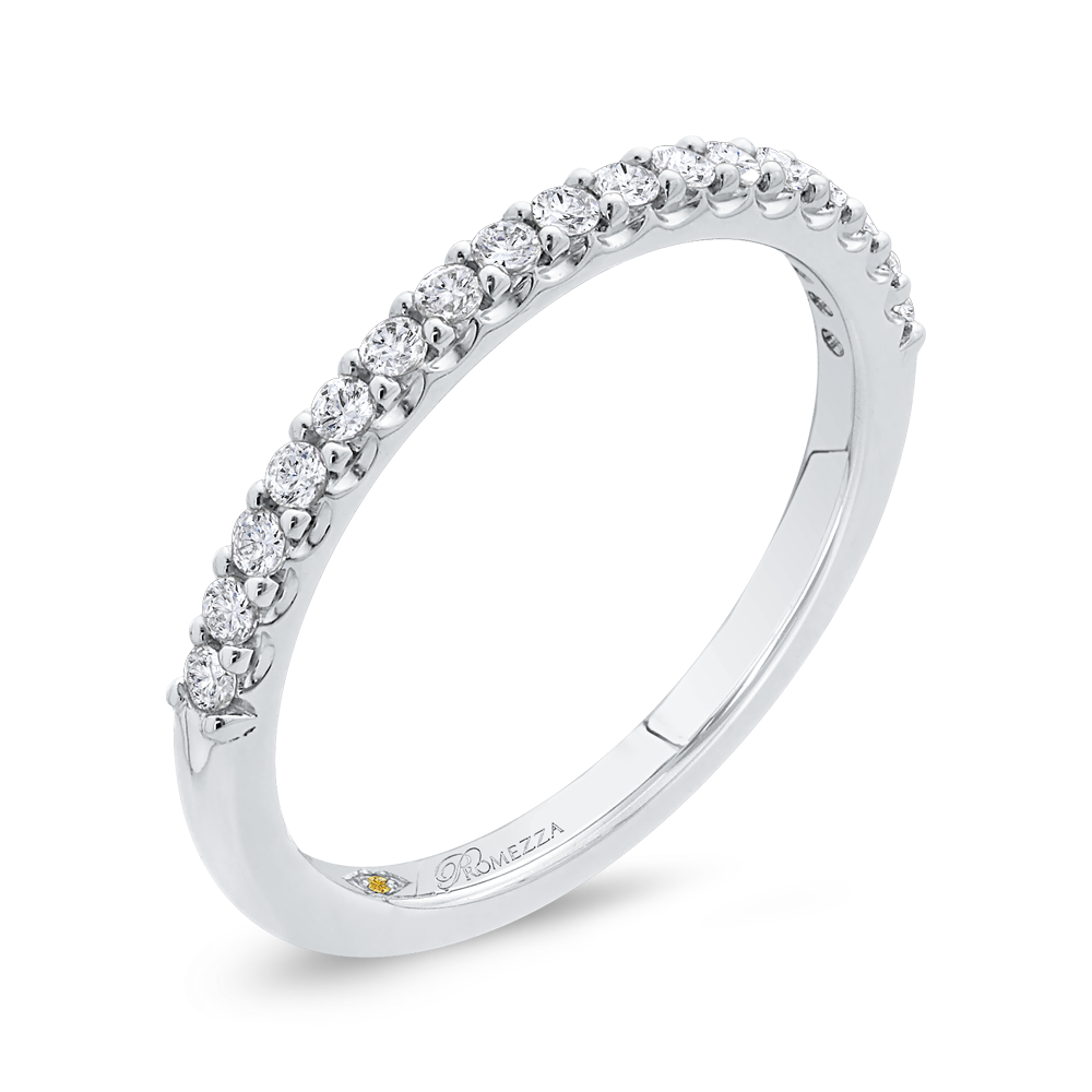 Round Diamond Half-Eternity Wedding Band in 14K White Gold
