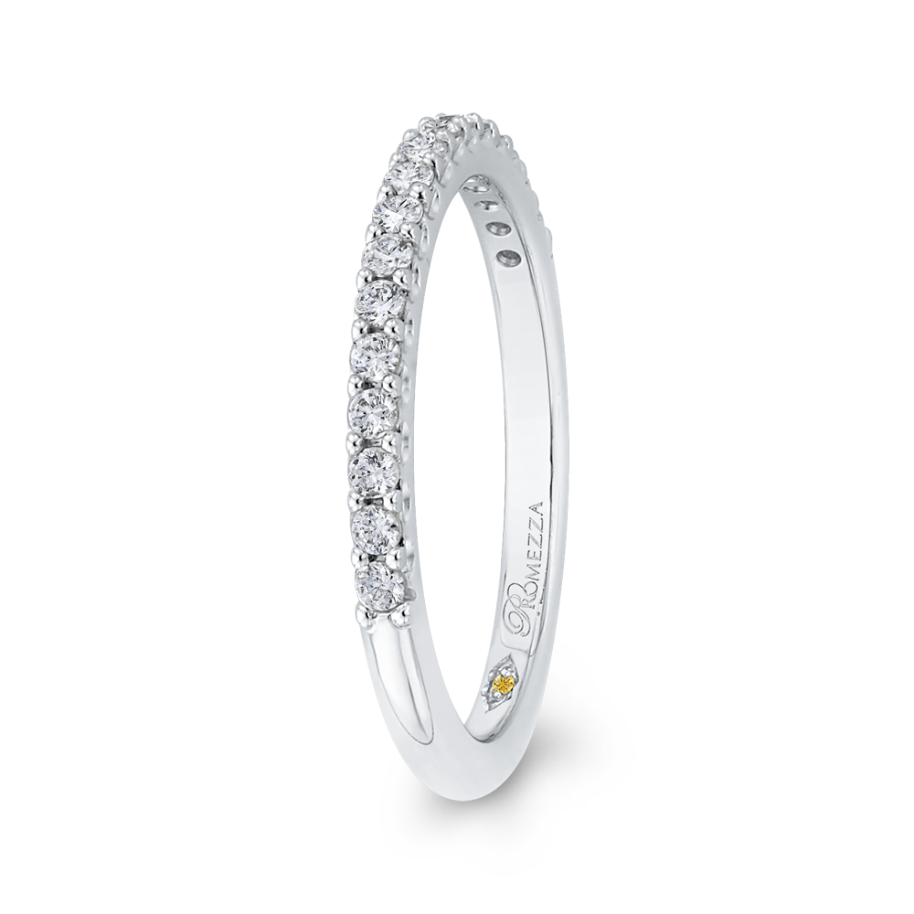 Round Diamond Half-Eternity Wedding Band in 14K White Gold