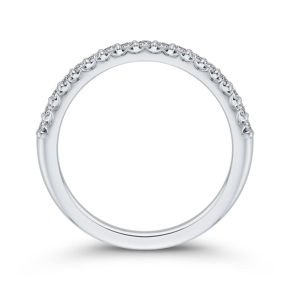 Round Diamond Half-Eternity Wedding Band in 14K White Gold