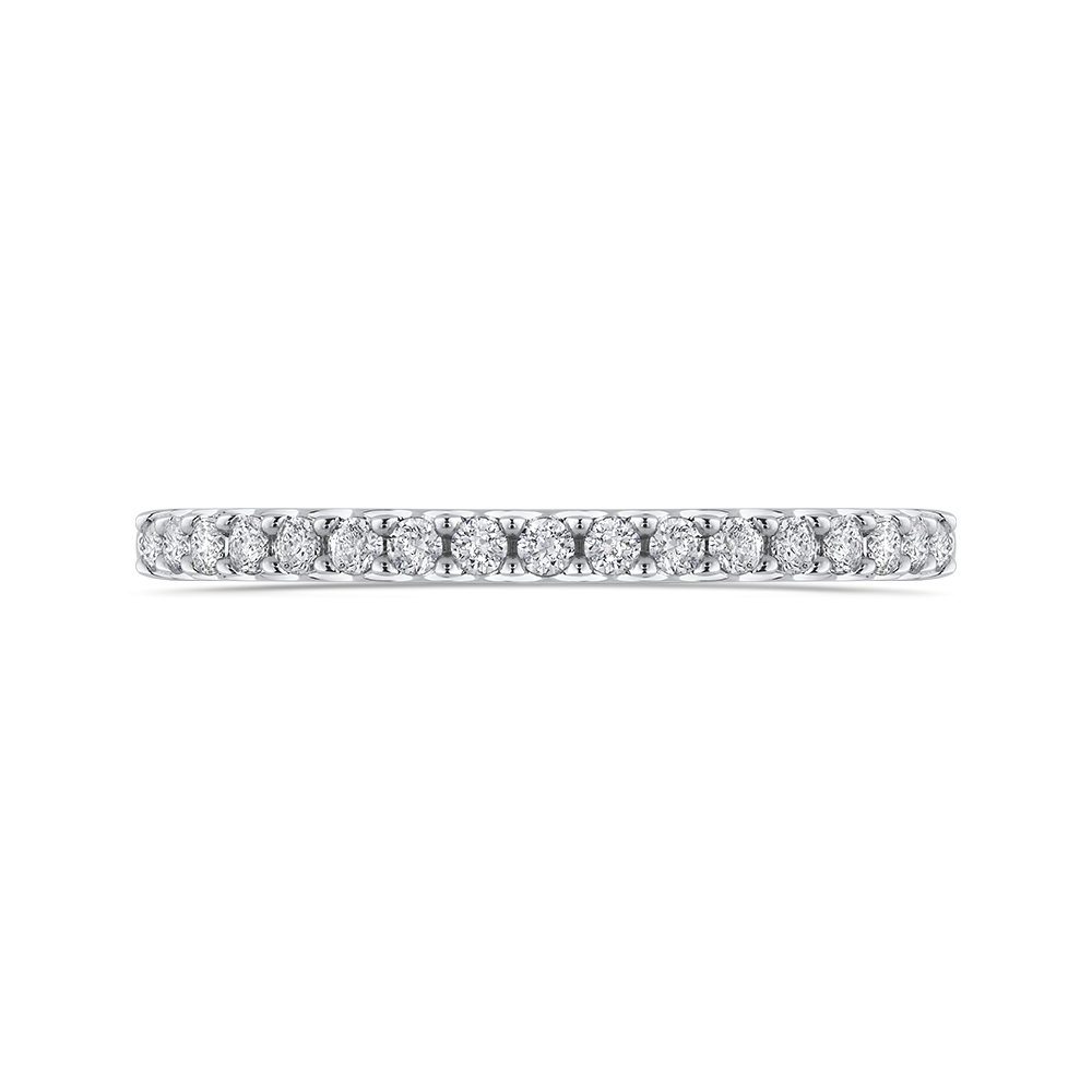 Round Diamond Half-Eternity Wedding Band in 14K White Gold