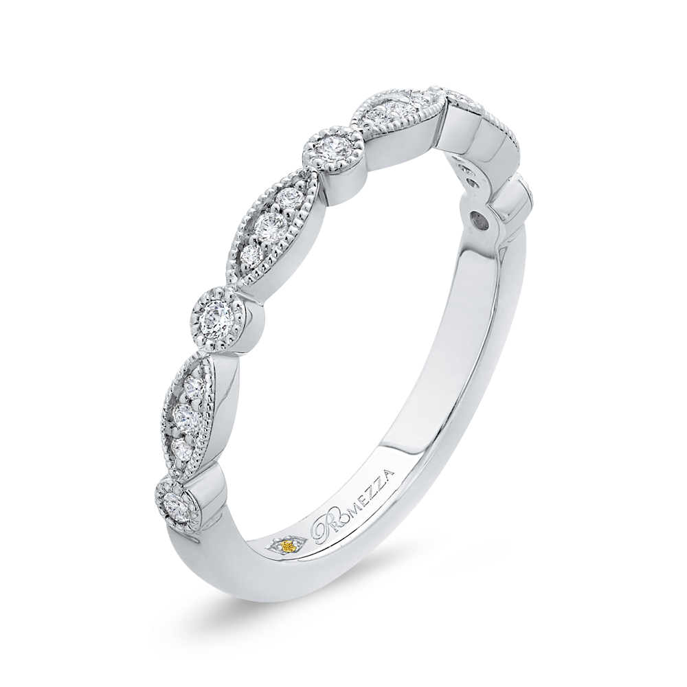 Round Diamond Half-Eternity Wedding Band in 14K White Gold