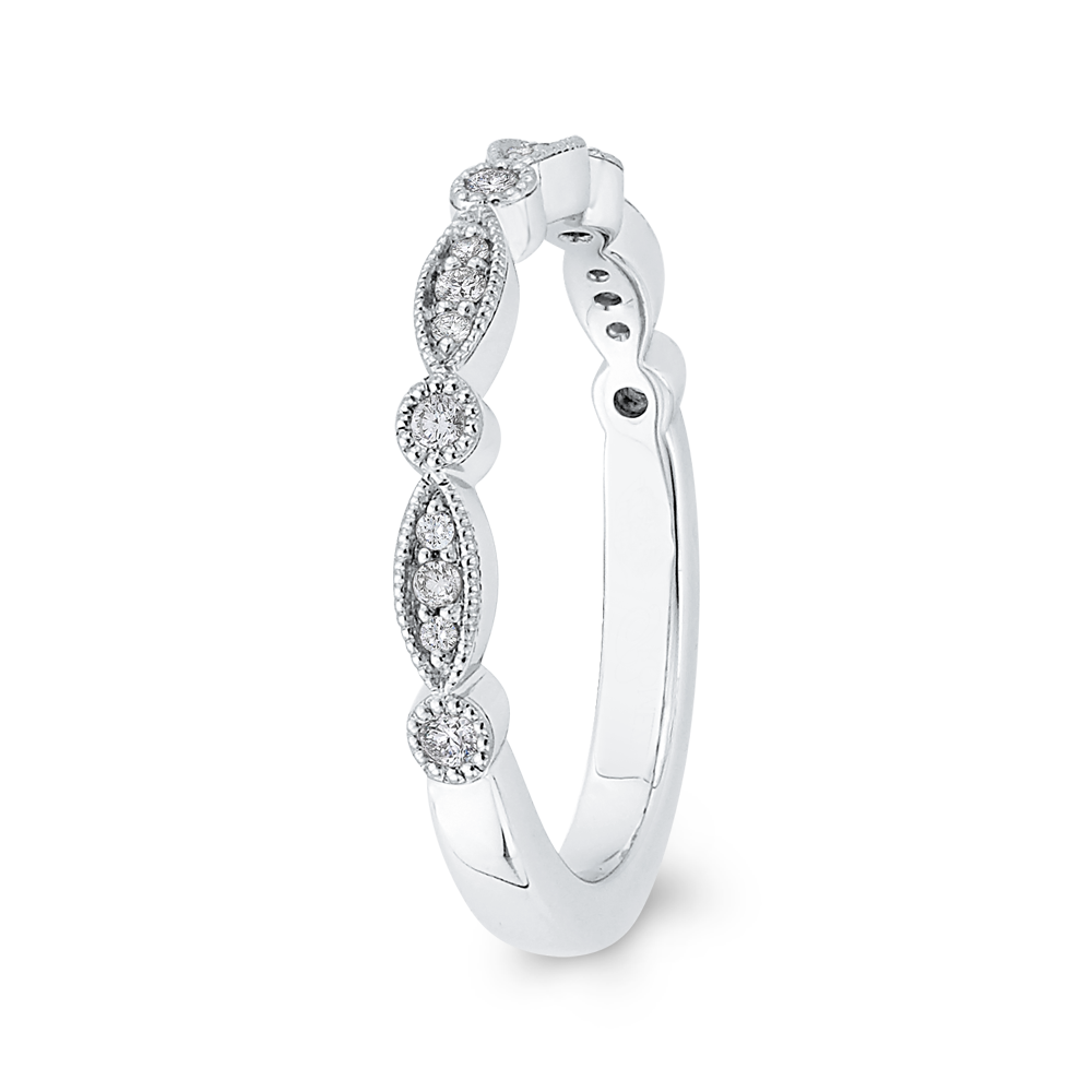 Round Diamond Half-Eternity Wedding Band in 14K White Gold