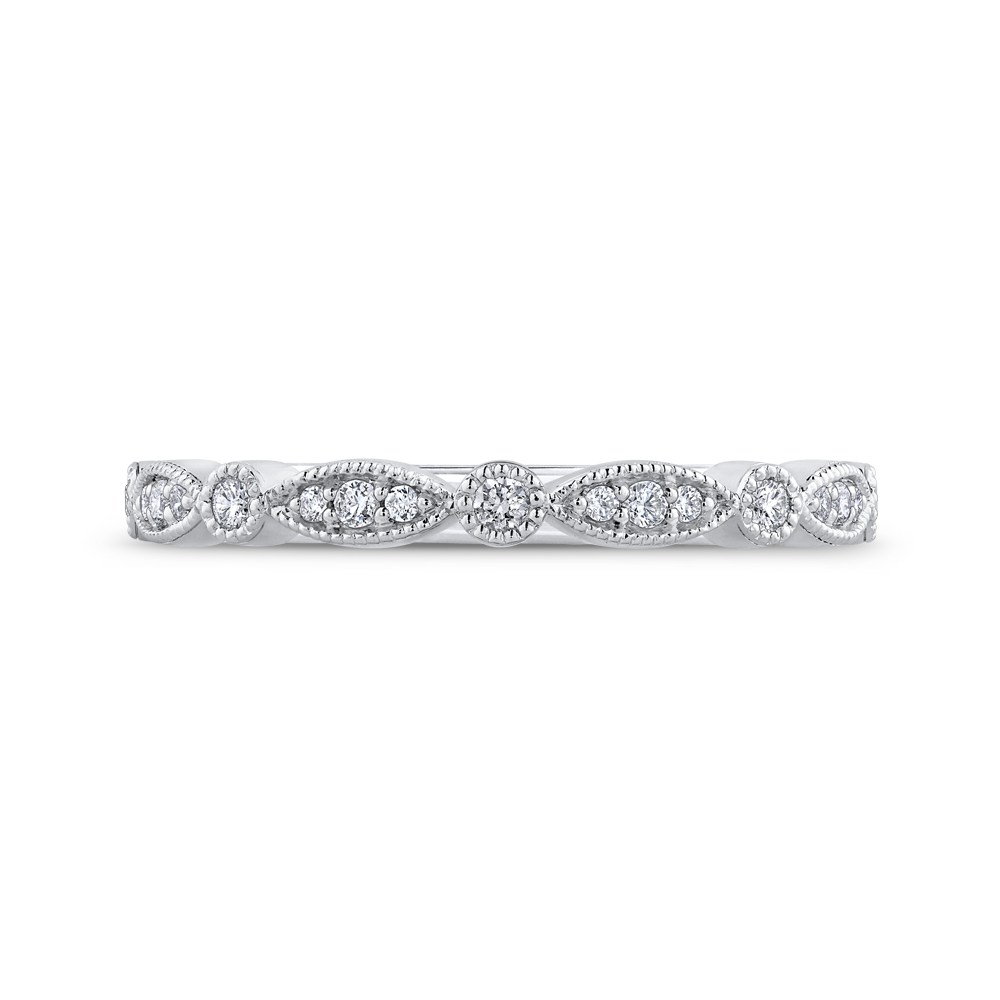 Round Diamond Half-Eternity Wedding Band in 14K White Gold