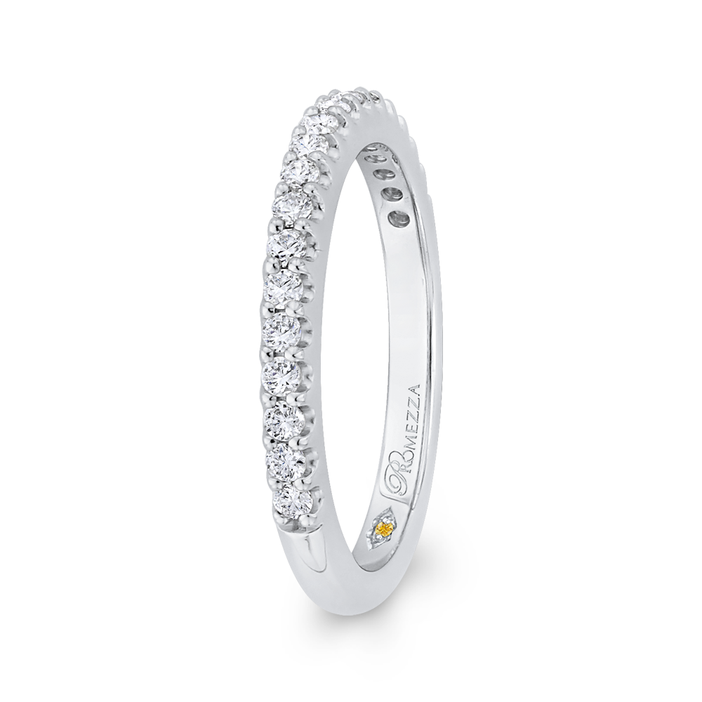 Round Diamond Half-Eternity Wedding Band in 14K White Gold