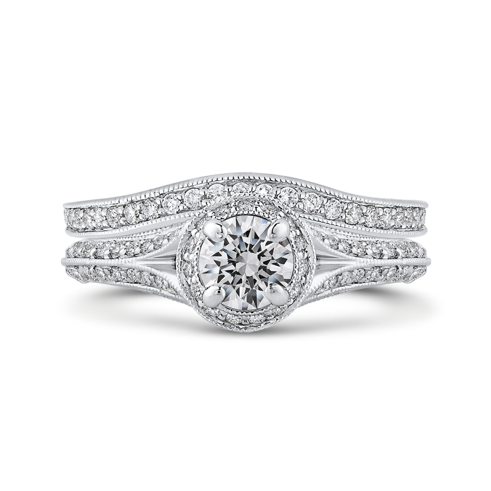 Diamond Vintage Engagement Ring in 14K White Gold