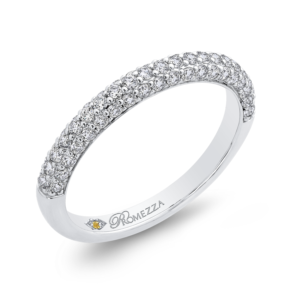 Round Diamond Half-Eternity Wedding Band in 14K White Gold