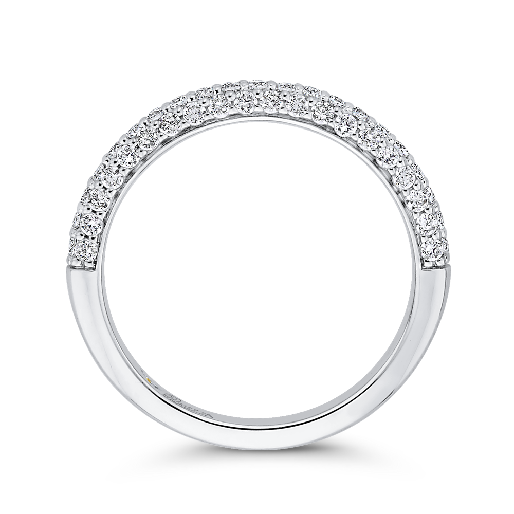 Round Diamond Half-Eternity Wedding Band in 14K White Gold