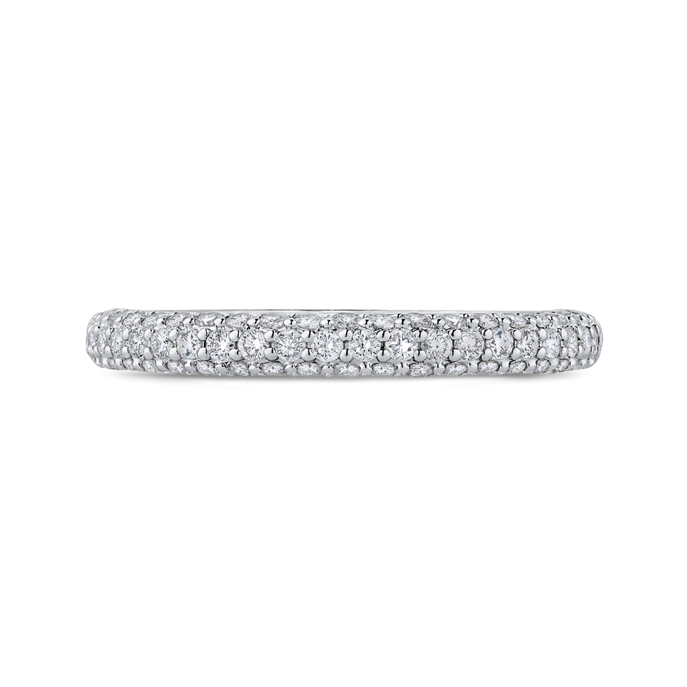 Round Diamond Half-Eternity Wedding Band in 14K White Gold