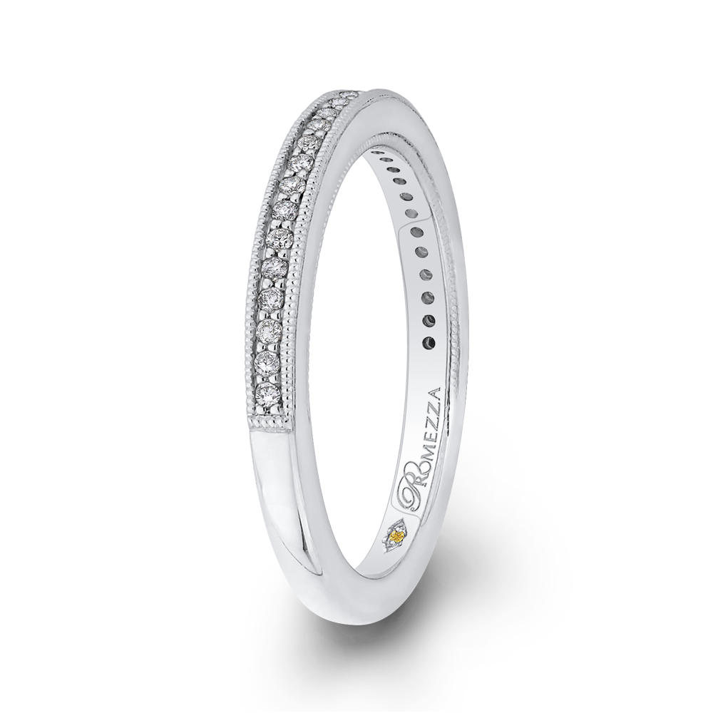 Round Diamond Half-Eternity Wedding Band in 14K White Gold