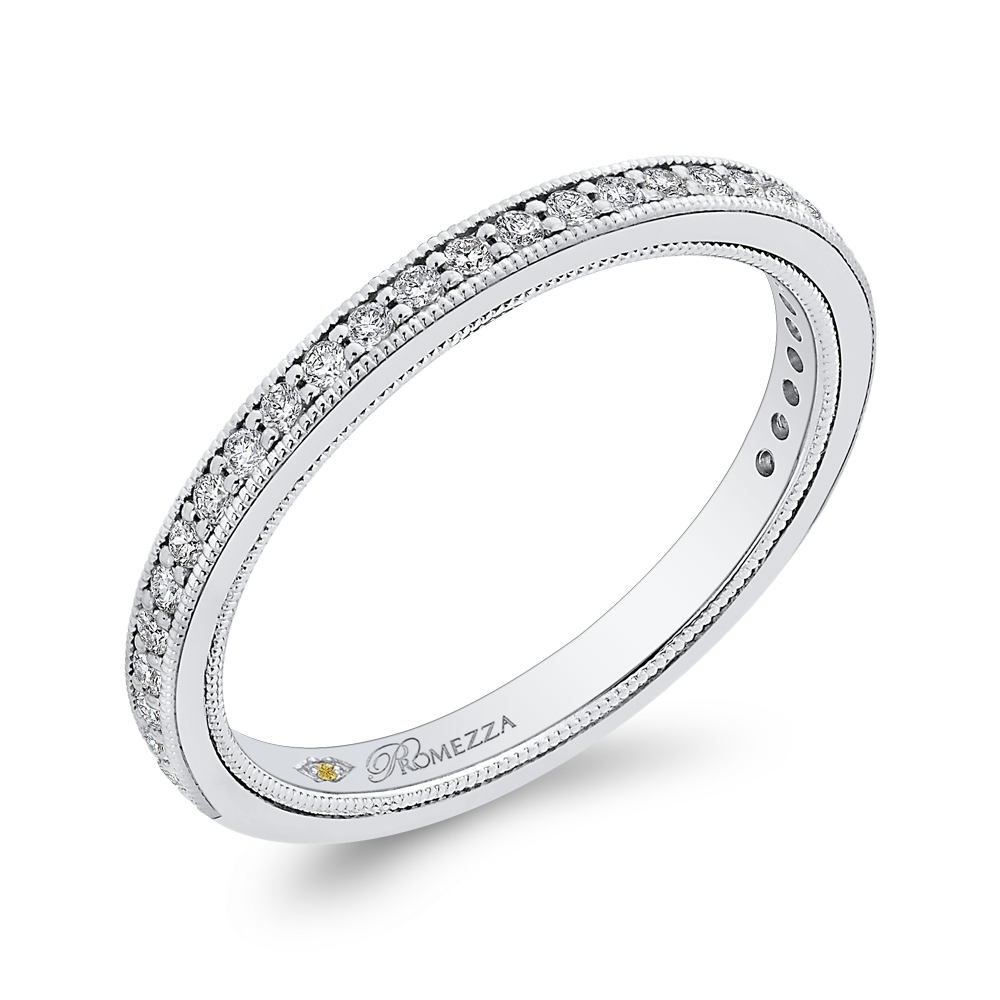 Round Diamond Half-Eternity Wedding Band in 14K White Gold