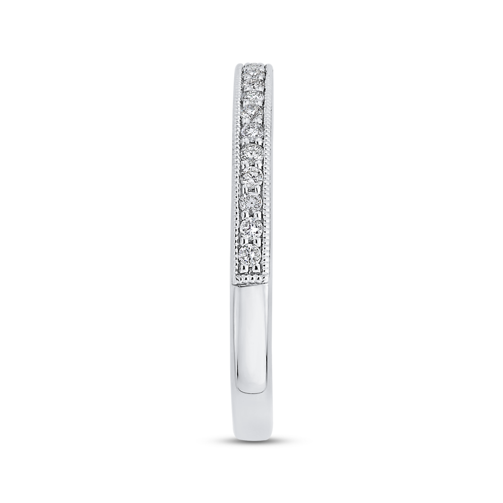 Round Diamond Half-Eternity Wedding Band in 14K White Gold