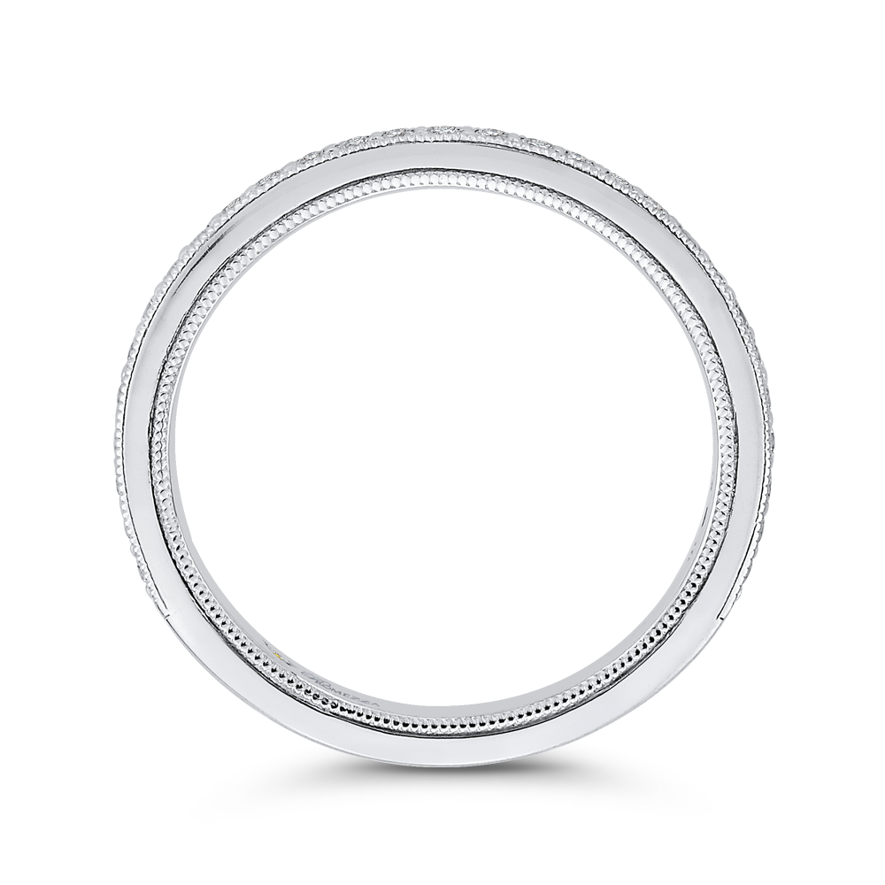 Round Diamond Half-Eternity Wedding Band in 14K White Gold