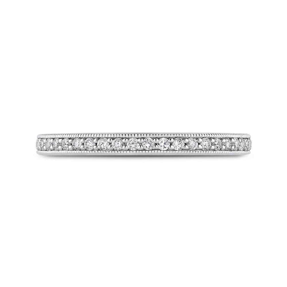 Round Diamond Half-Eternity Wedding Band in 14K White Gold