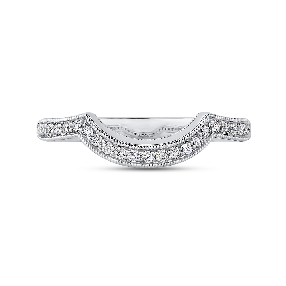 Round Diamond Half-Eternity Wedding Band in 14K White Gold