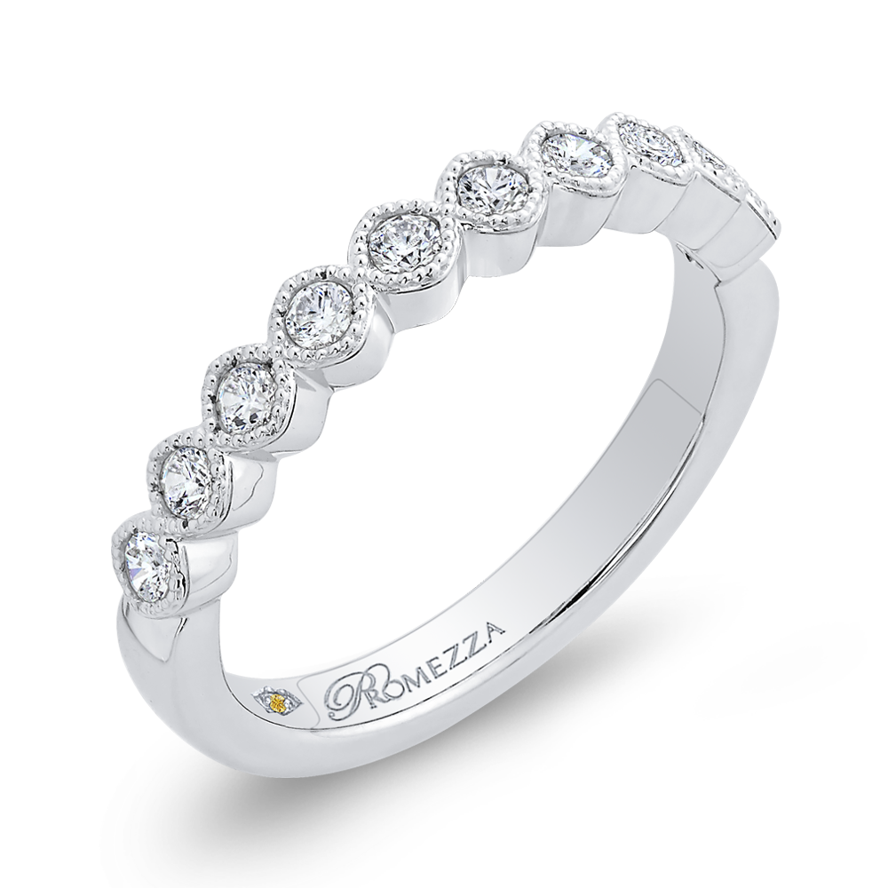 Round Diamond Half-Eternity Wedding Band in 14K White Gold