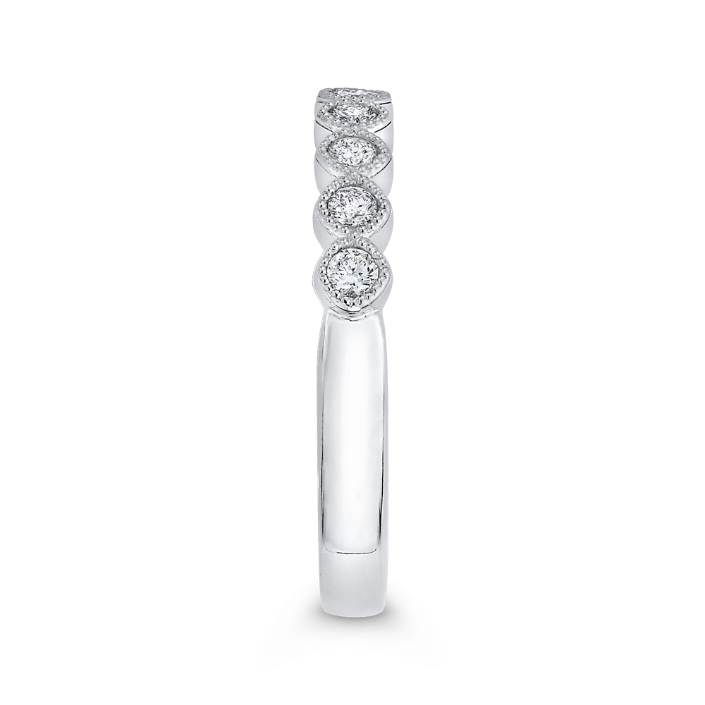 Round Diamond Half-Eternity Wedding Band in 14K White Gold