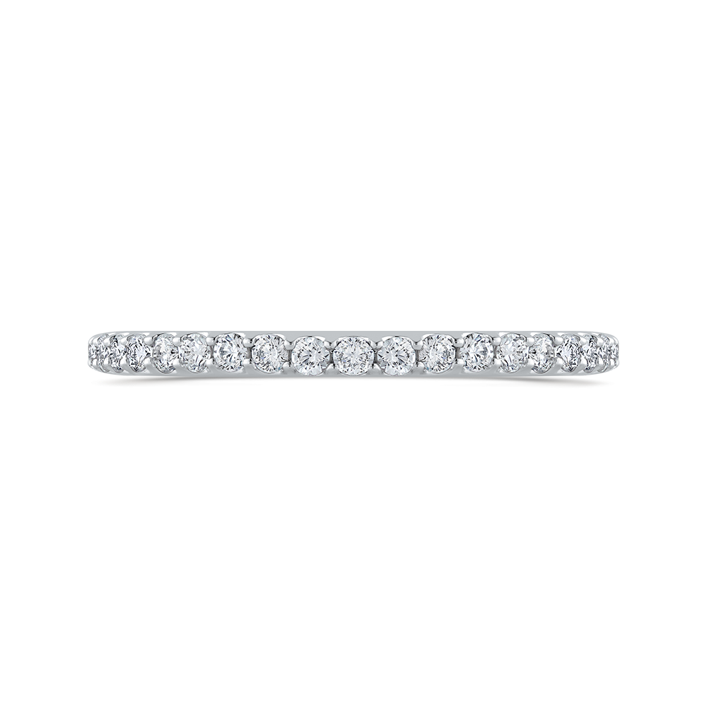 Round Diamond Half-Eternity Wedding Band in 14K White Gold