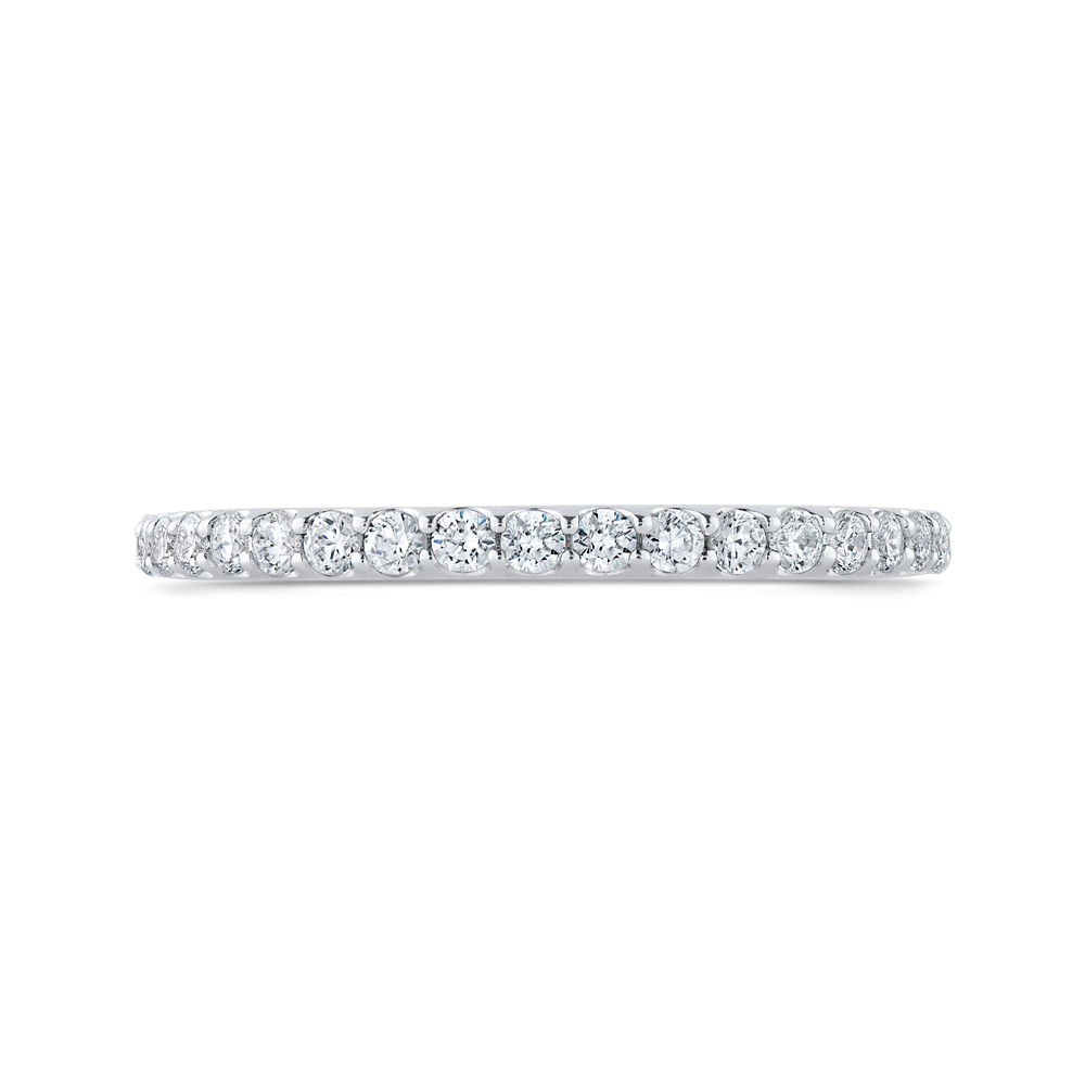 Round Diamond Half-Eternity Wedding Band in 14K White Gold