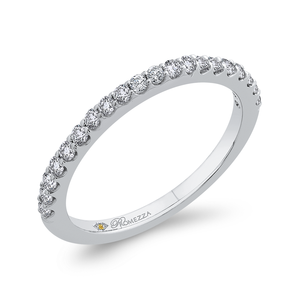 Round Diamond Half-Eternity Wedding Band in 14K White Gold
