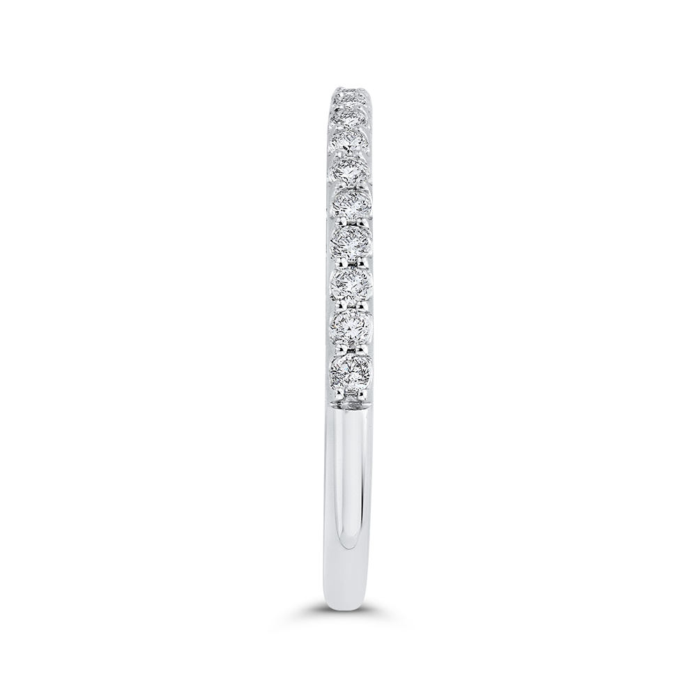 Round Diamond Half-Eternity Wedding Band in 14K White Gold