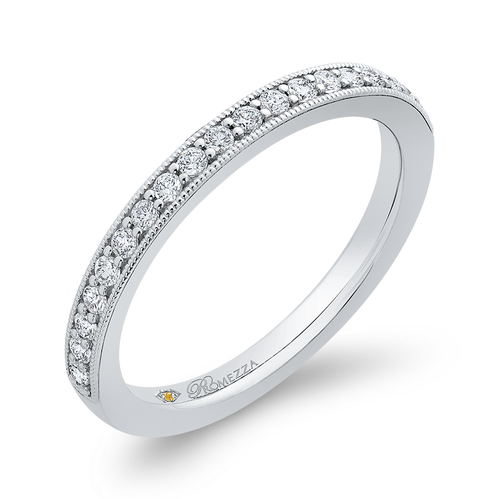 Round Diamond Half-Eternity Wedding Band in 14K White Gold