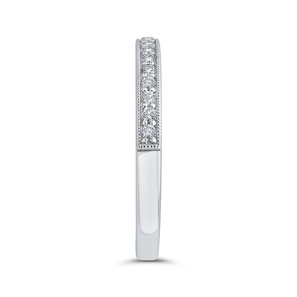 Round Diamond Half-Eternity Wedding Band in 14K White Gold