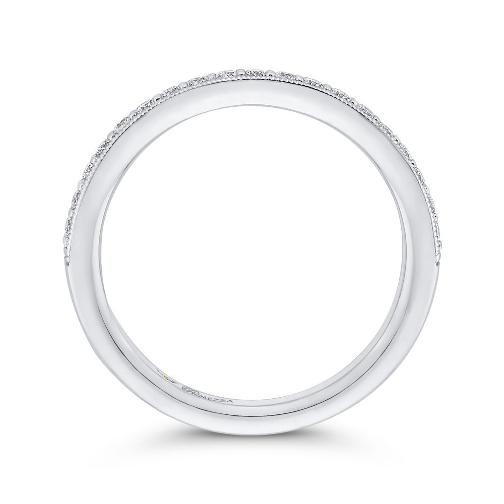 Round Diamond Half-Eternity Wedding Band in 14K White Gold