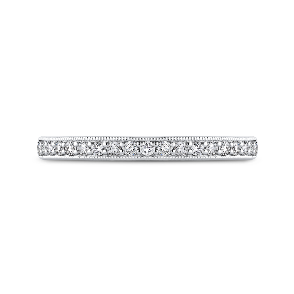 Round Diamond Half-Eternity Wedding Band in 14K White Gold