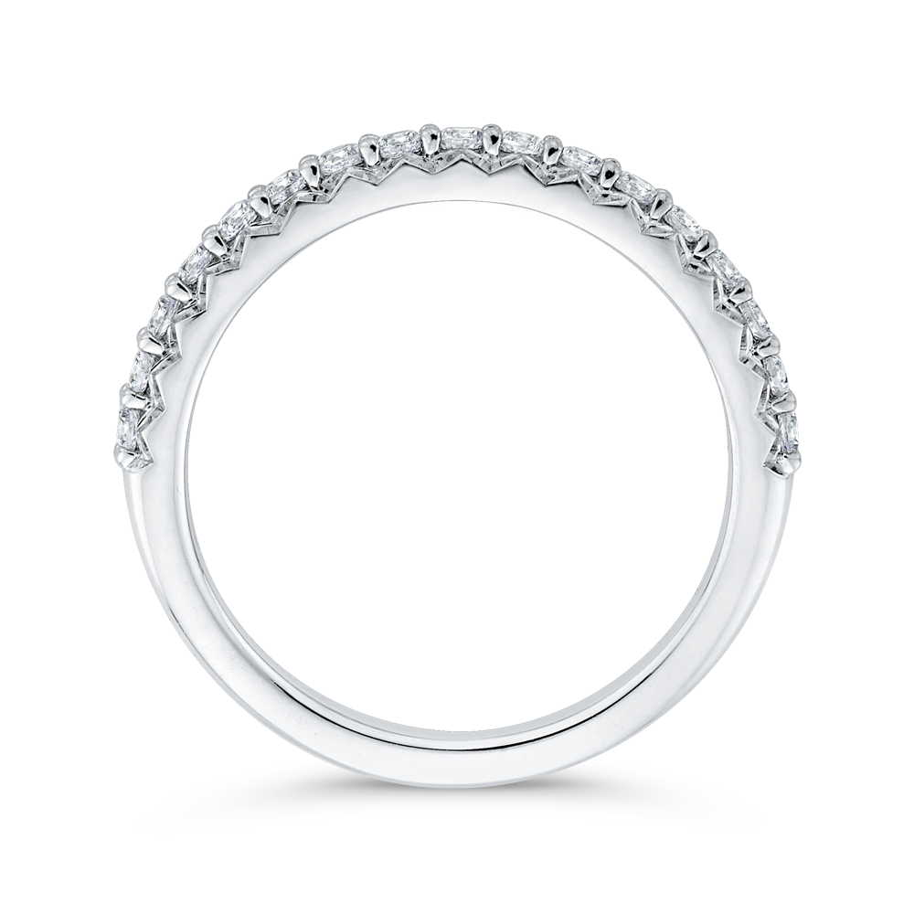 Round Diamond Half-Eternity Wedding Band in 14K White Gold