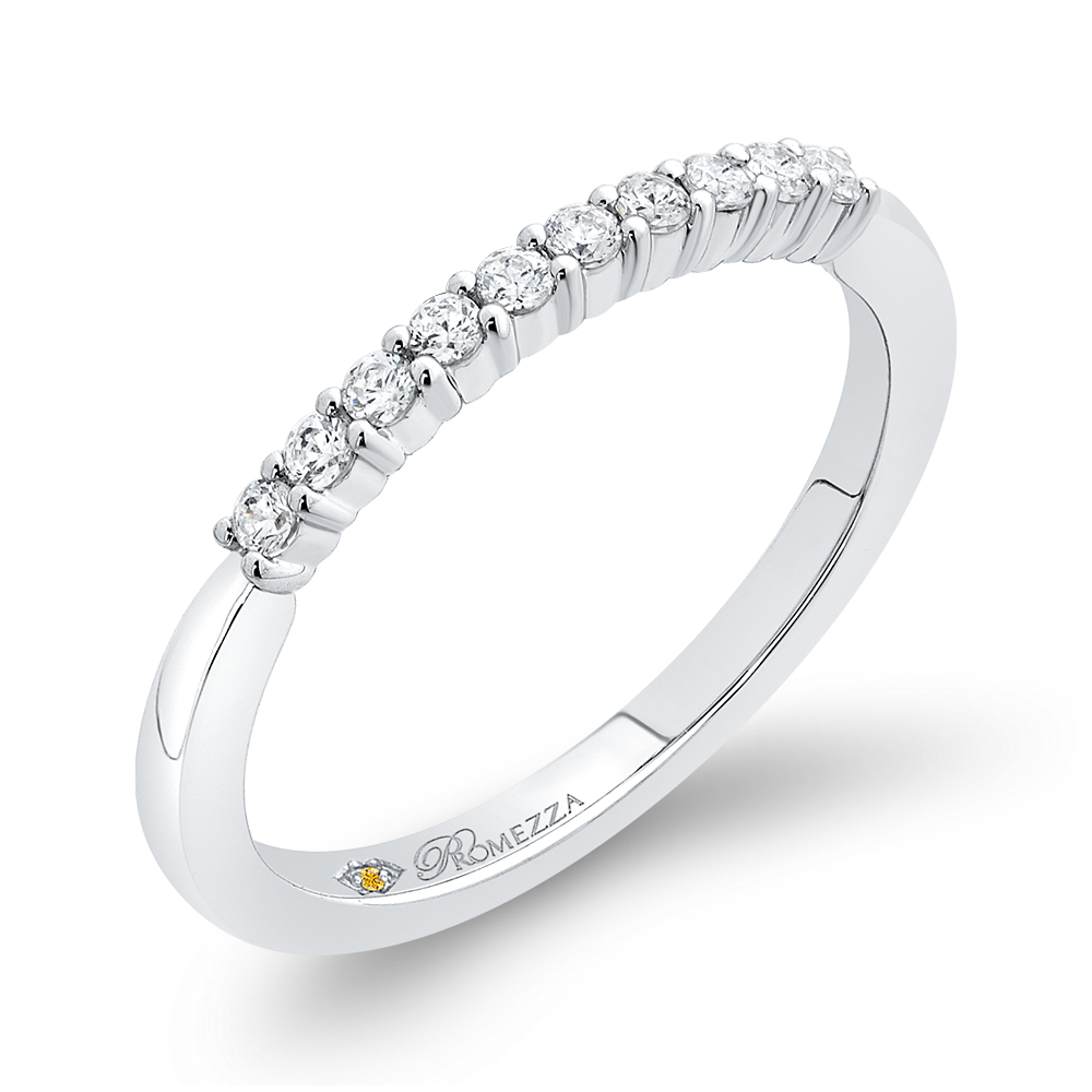Round Diamond Wedding Band in 14K White Gold