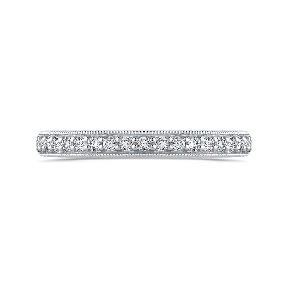 Round Diamond Half-Eternity Wedding Band in 14K White Gold