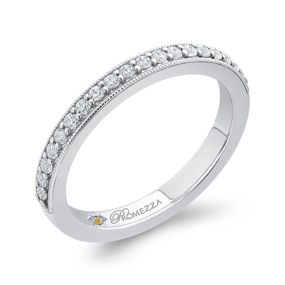 Round Diamond Half-Eternity Wedding Band in 14K White Gold