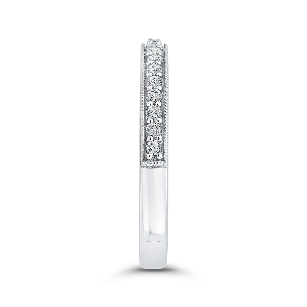 Round Diamond Half-Eternity Wedding Band in 14K White Gold