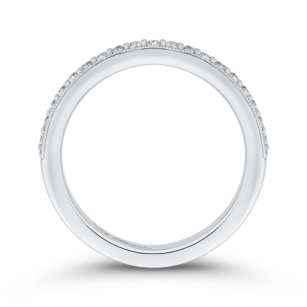 Round Diamond Half-Eternity Wedding Band in 14K White Gold