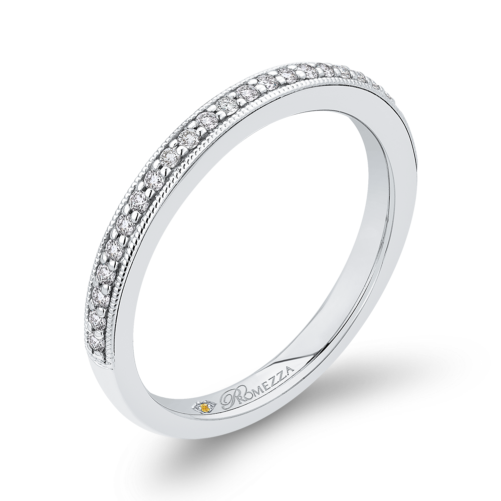 Round Diamond Half-Eternity Wedding Band in 14K White Gold