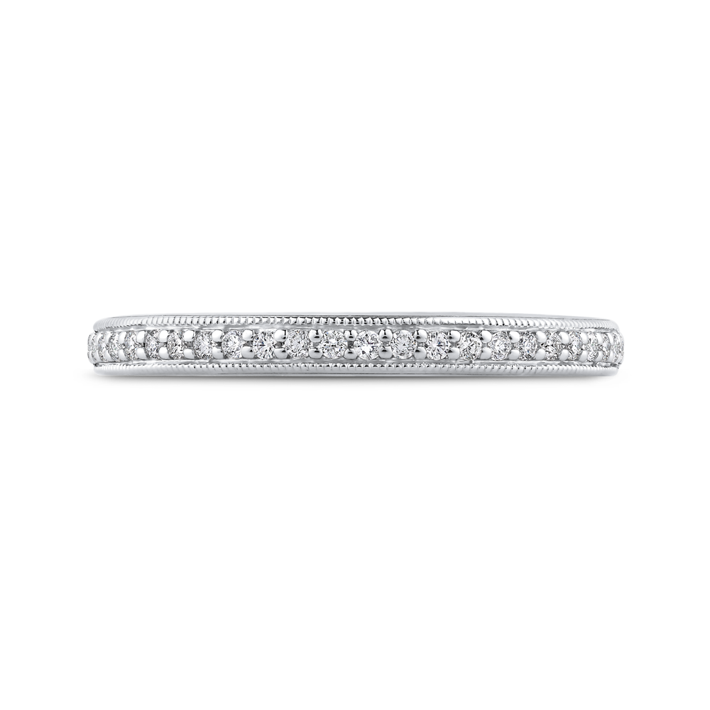 Round Diamond Half-Eternity Wedding Band in 14K White Gold