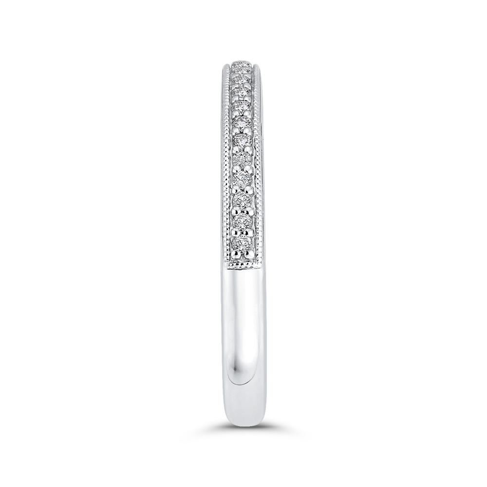Round Diamond Half-Eternity Wedding Band in 14K White Gold