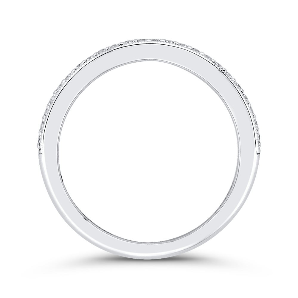 Round Diamond Half-Eternity Wedding Band in 14K White Gold