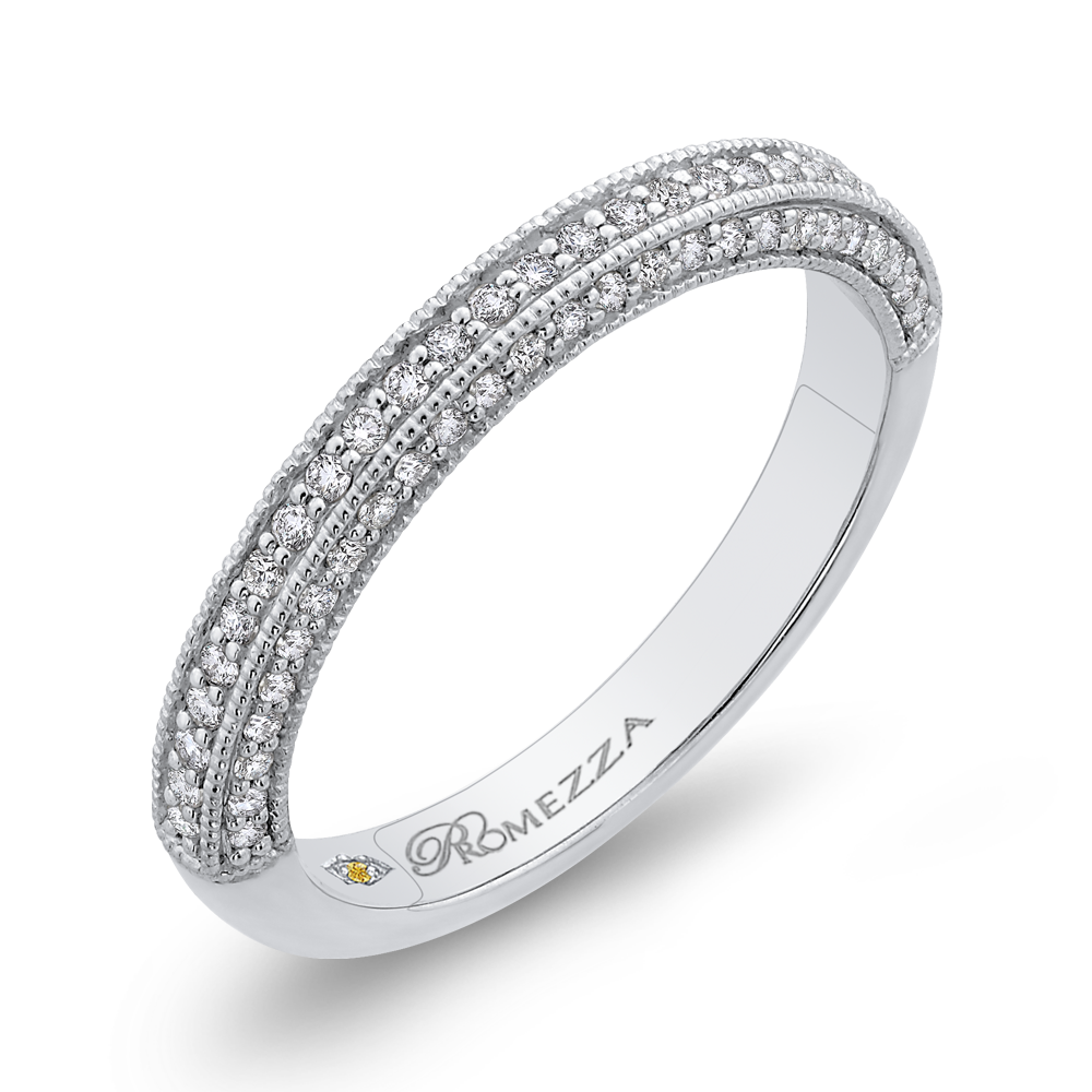 Round Diamond Half-Eternity Wedding Band in 14K White Gold