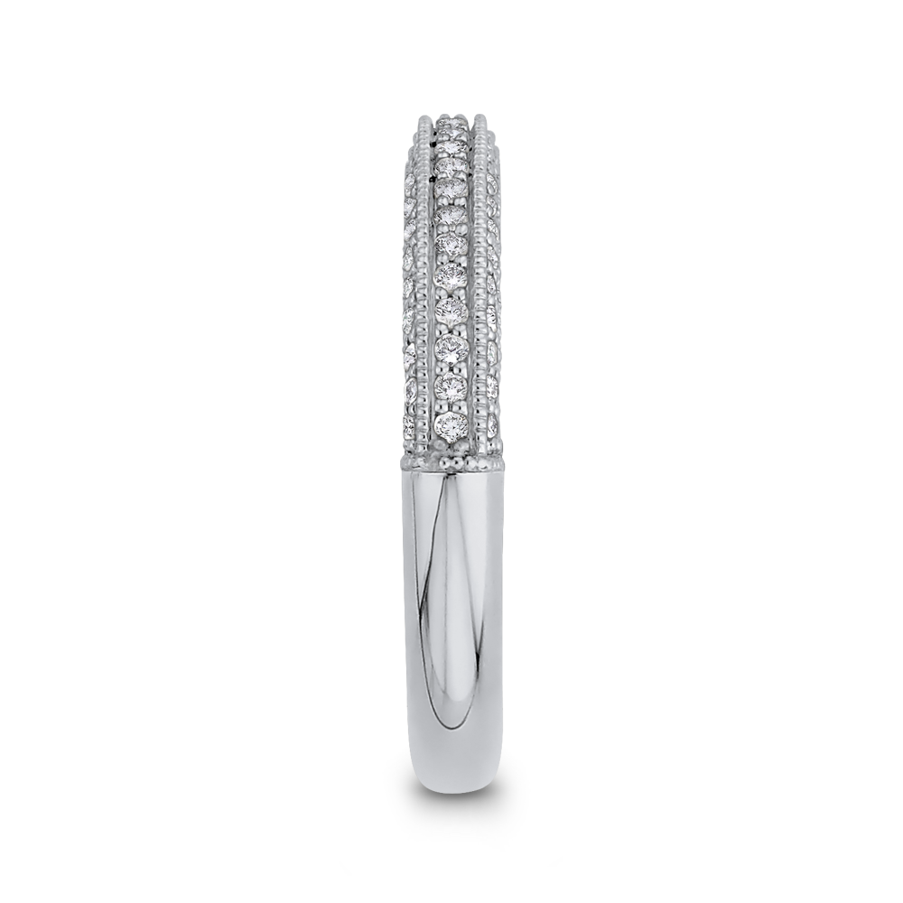Round Diamond Half-Eternity Wedding Band in 14K White Gold