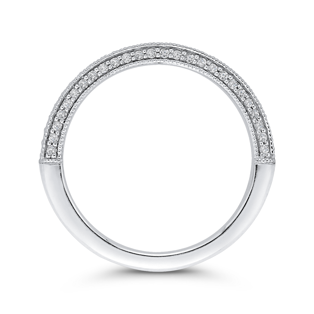 Round Diamond Half-Eternity Wedding Band in 14K White Gold