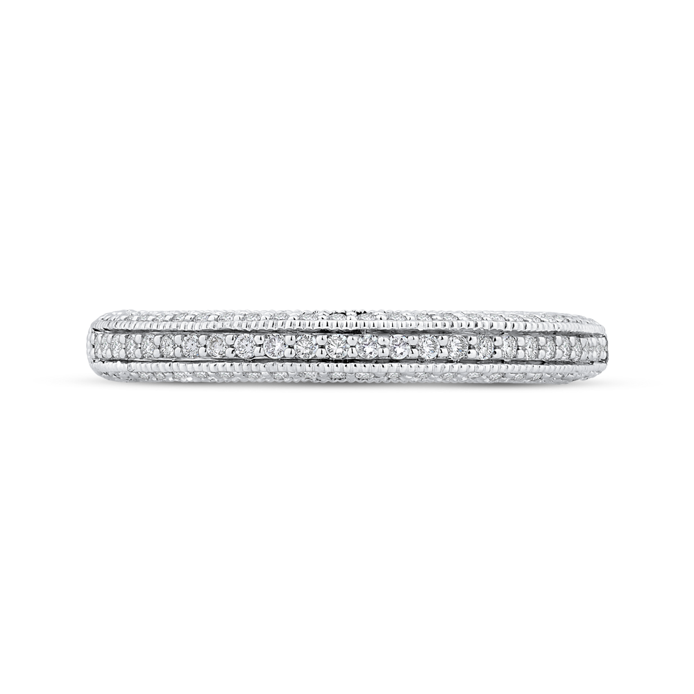 Round Diamond Half-Eternity Wedding Band in 14K White Gold