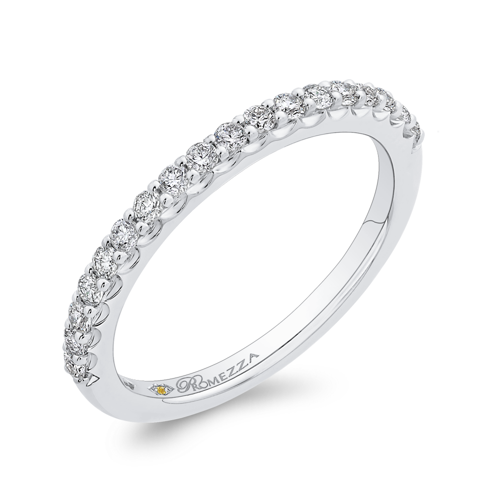 Round Diamond Half-Eternity Wedding Band in 14K White Gold