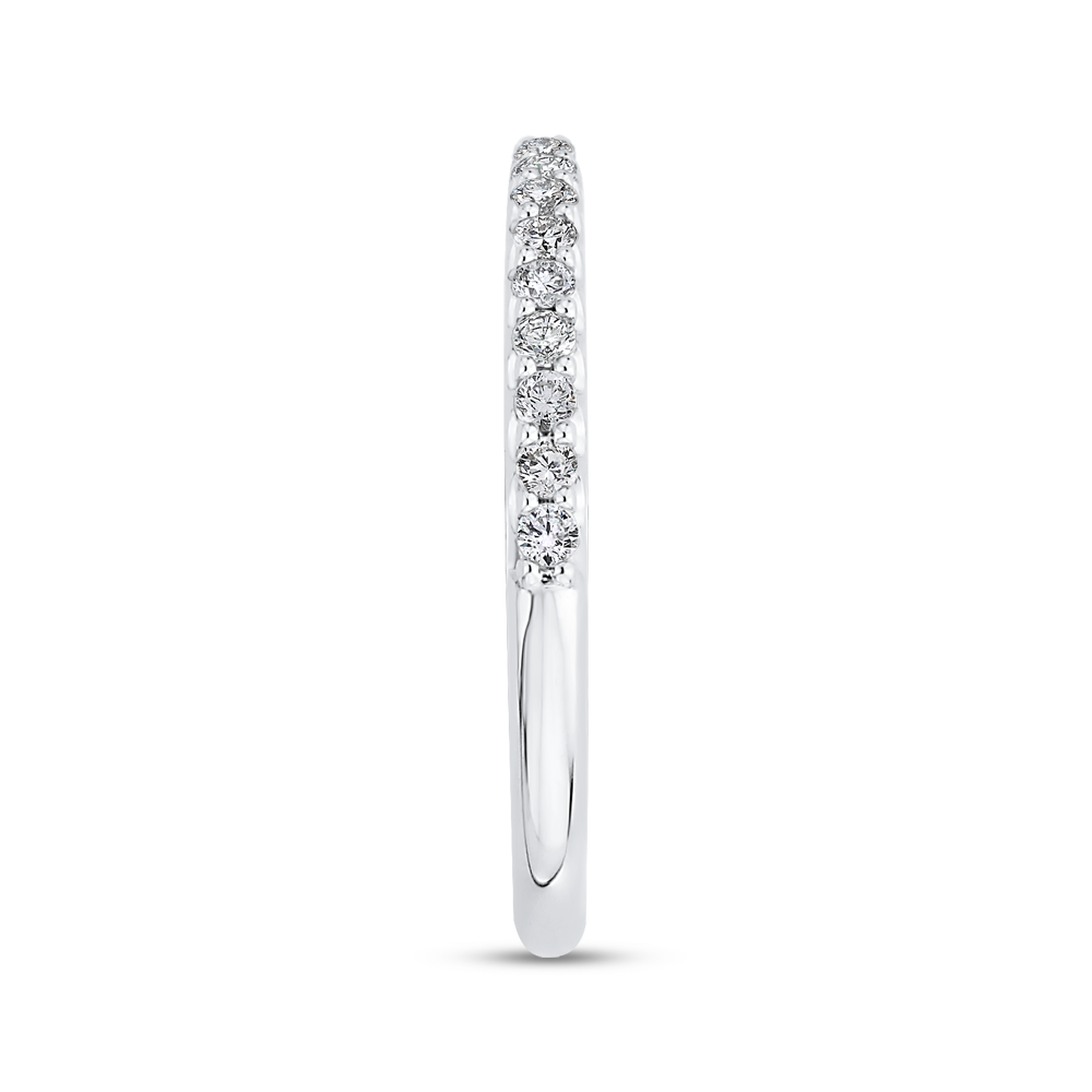 Round Diamond Half-Eternity Wedding Band in 14K White Gold