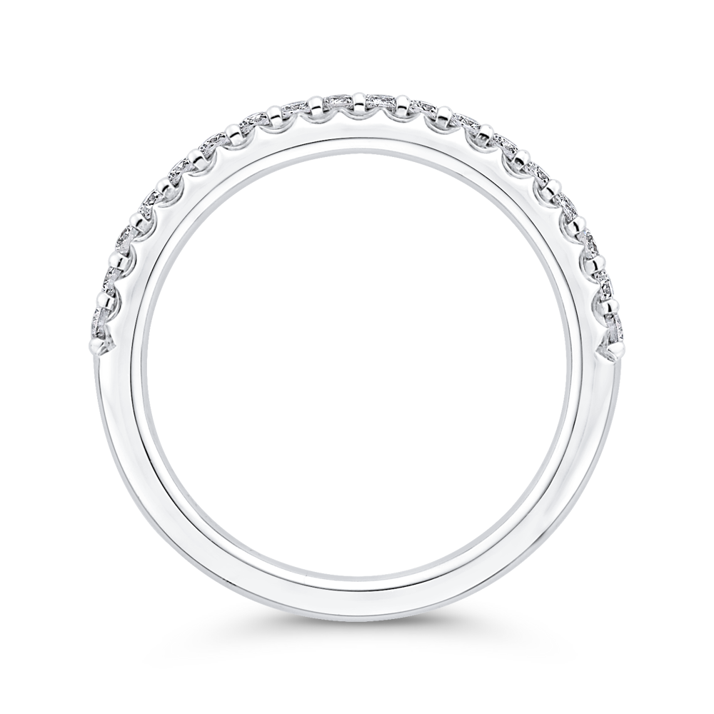 Round Diamond Half-Eternity Wedding Band in 14K White Gold