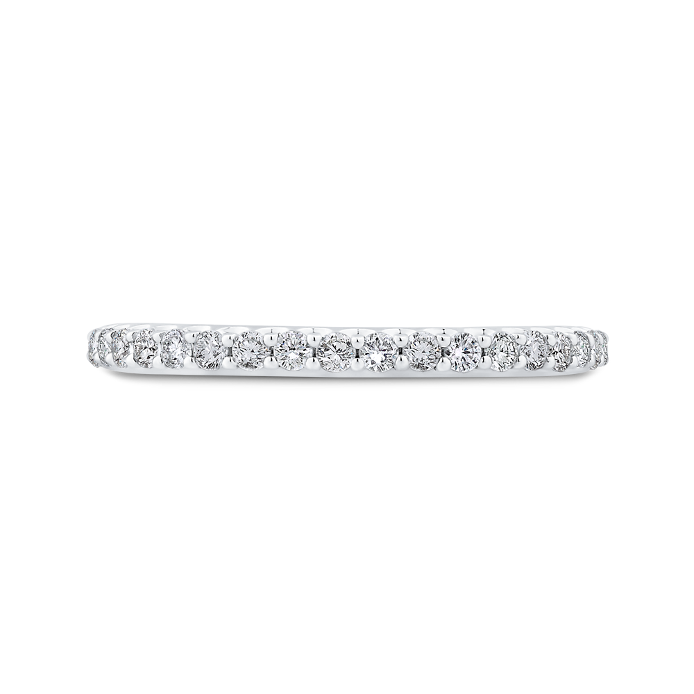Round Diamond Half-Eternity Wedding Band in 14K White Gold