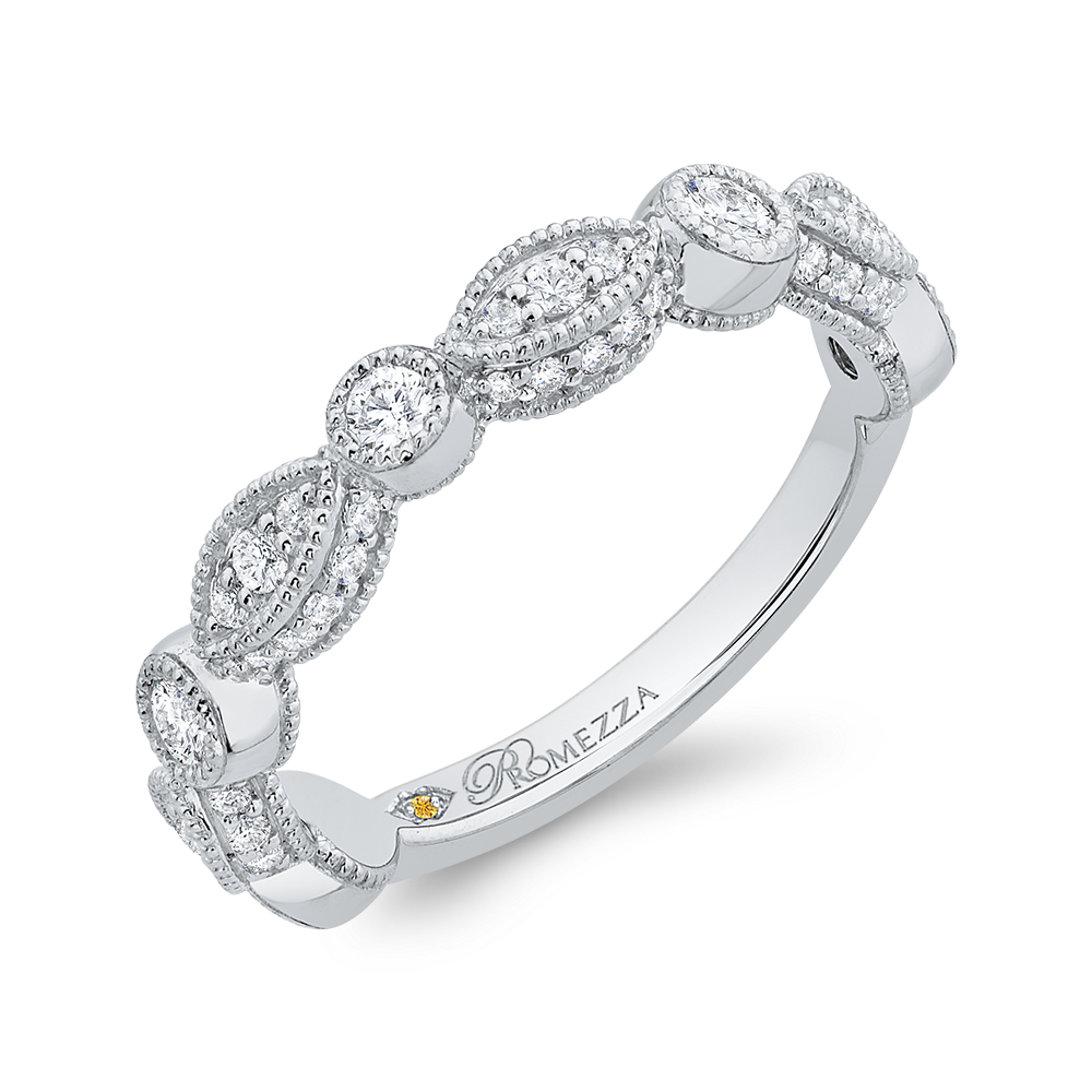 Round Diamond Wedding Band in 14K White Gold