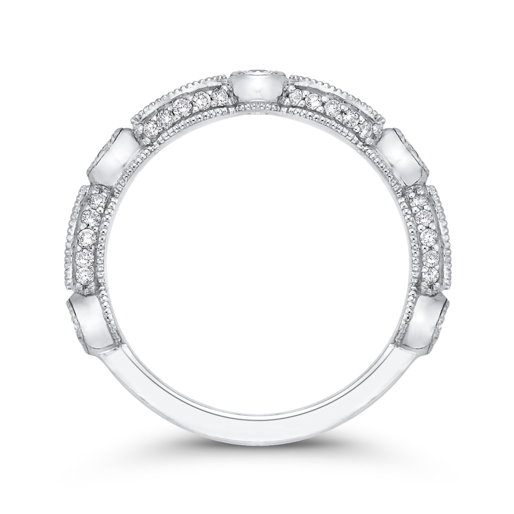 Round Diamond Wedding Band in 14K White Gold